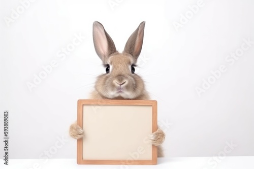 Wild rabbit blank sign. Generate Ai © nsit0108
