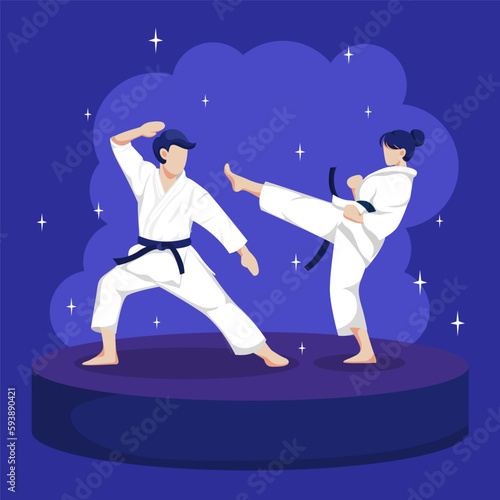 Athlete judo or taekwondo competition