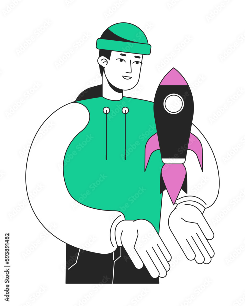Creating own startup business flat line concept vector spot illustration. Startupper 2D cartoon outline character on white for web UI design. Editable hero image for website landing, mobile header Creating own startup business flat line concept vector spot illustration. Startupper 2D cartoon outline character on white for web UI design. Editable hero image for website landing, mobile header