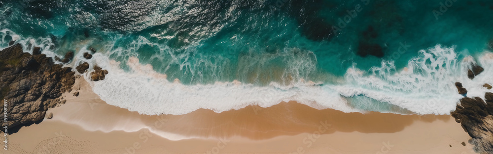 wonderful beach in the sun with few clouds, some rocks and shallow water wonderful beach in the sun with few clouds, some rocks and shallow water