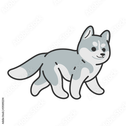Cartoon husky illustration. Childish print for nursery, kids apparel, poster, postcard, pattern.