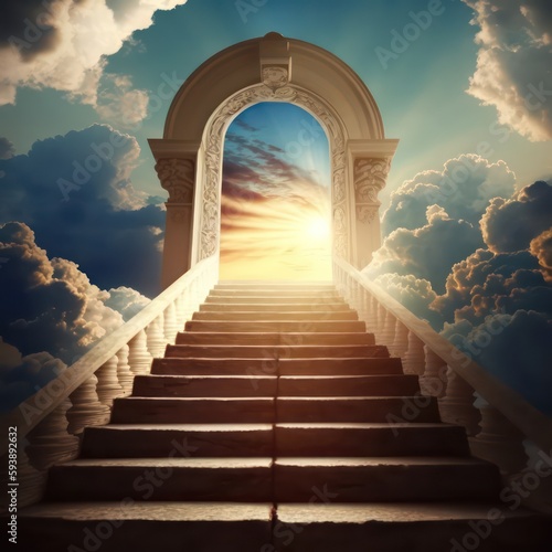 Stairway to heaven beautiful composition movie scene. Generative AI.