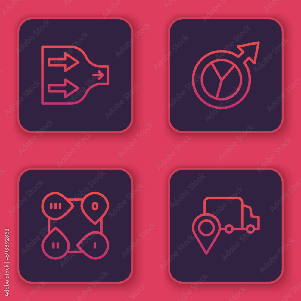 Set line Arrow, Infographic element, Financial growth and Delivery tracking. Blue square button. Vector Set line Arrow, Infographic element, Financial growth and Delivery tracking. Blue square button. Vector