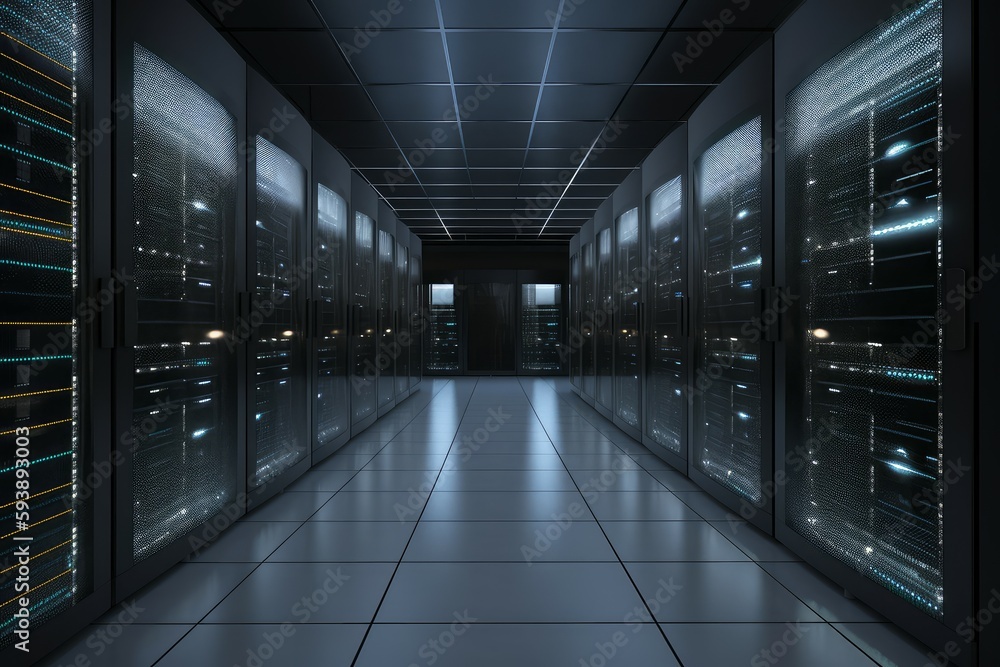 Modern server room gray. Generate Ai Modern server room gray. Generate Ai