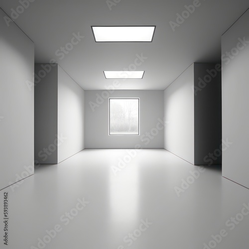 Empty art gallery minimalistic. Empty minimalism room. Generative AI.