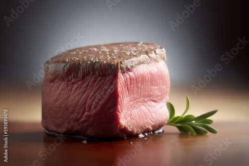 Filet mignon a tender lean cut of beef from the tenderloin. Generative AI. photo