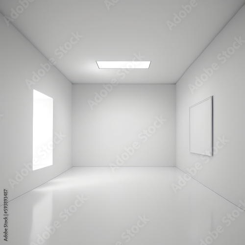 Empty art gallery minimalistic. Empty minimalism room. Generative AI.