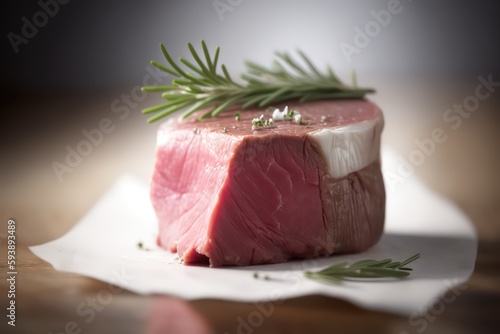 Filet mignon a tender lean cut of beef from the tenderloin. Generative AI. photo