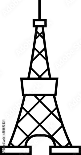 東京タワーのシンプルなイラストアイコン