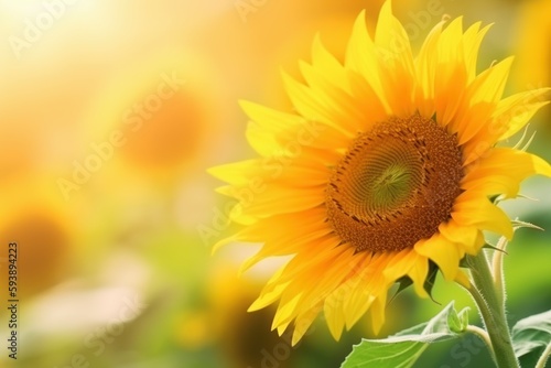 Sunflower in sun light. Generate Ai