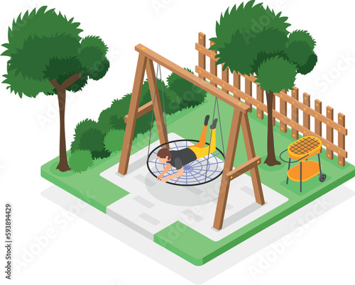 Man On Swing Composition