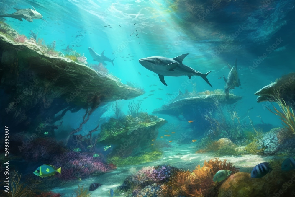 Ocean life scene. Generate Ai Ocean life scene. Generate Ai