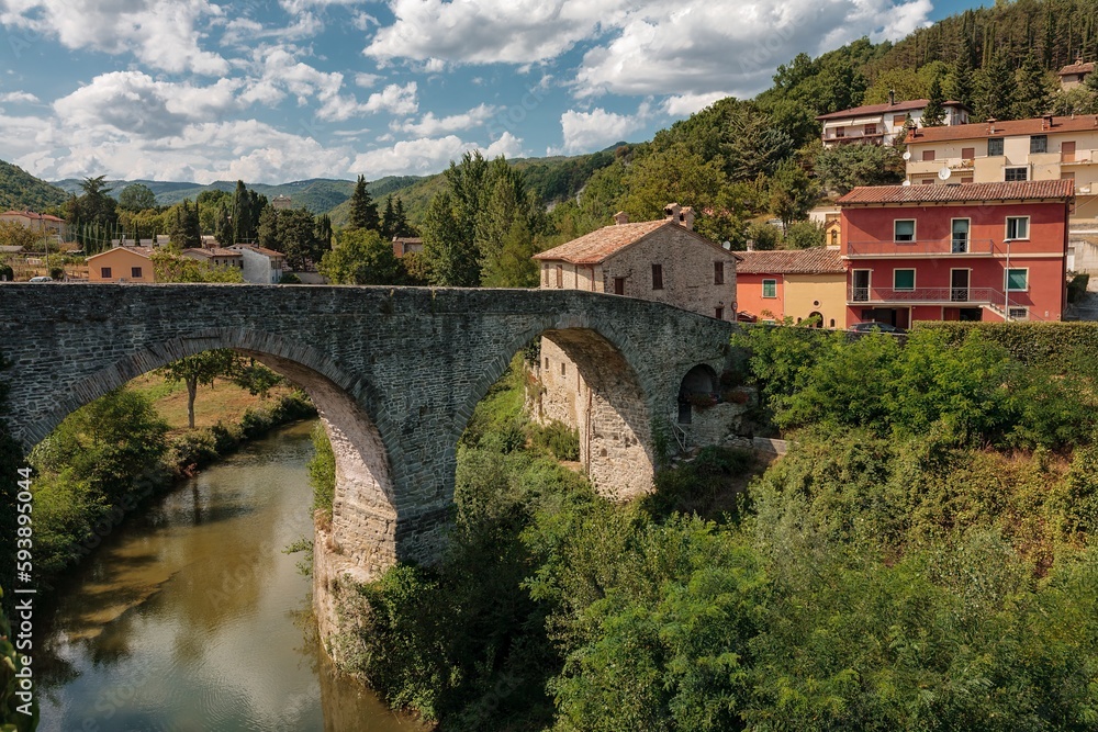View of Mercatello's village in the Italian region of Marche.