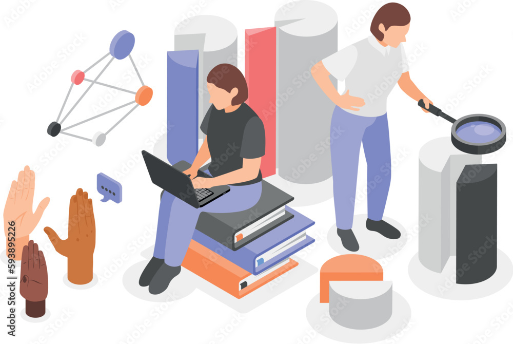 Fototapeta premium Sociology Isometric Study Composition