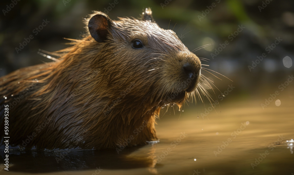 photo of capybara in its natural habitat. Generative AI photo of capybara in its natural habitat. Generative AI