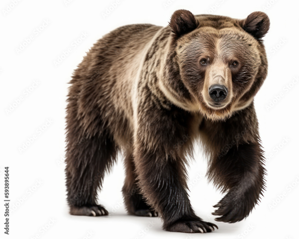 photo of Ursus arctos isolated on white background. Generative AI photo of Ursus arctos isolated on white background. Generative AI