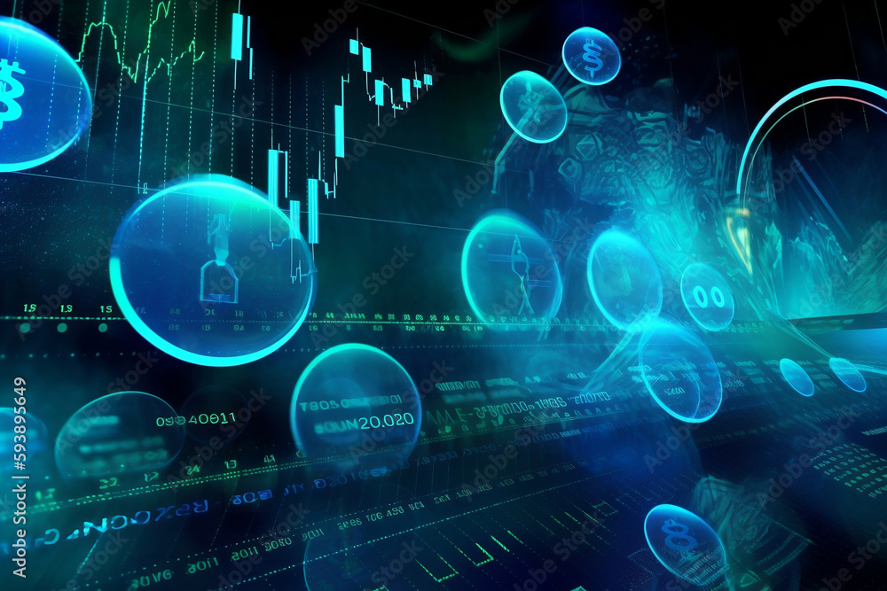Market investment concept on the background of charts. Generative AI Market investment concept on the background of charts. Generative AI