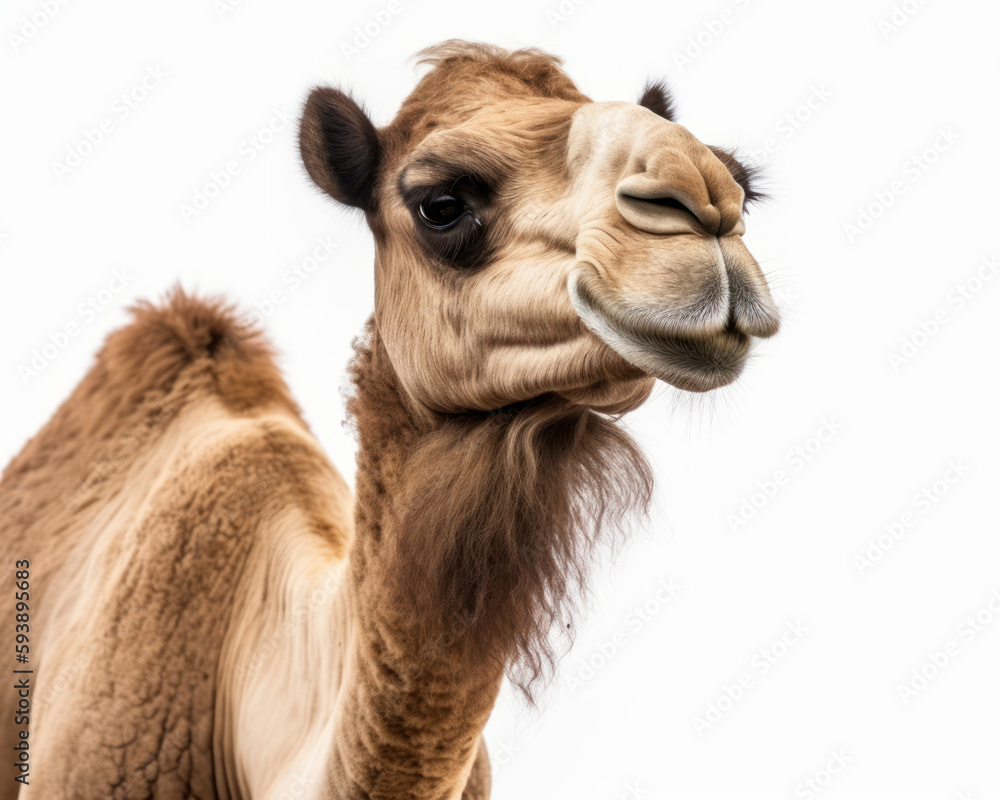 photo of camel isolated on white background. Generative AI