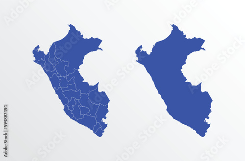 Peru map vector illustration. blue color on white background
