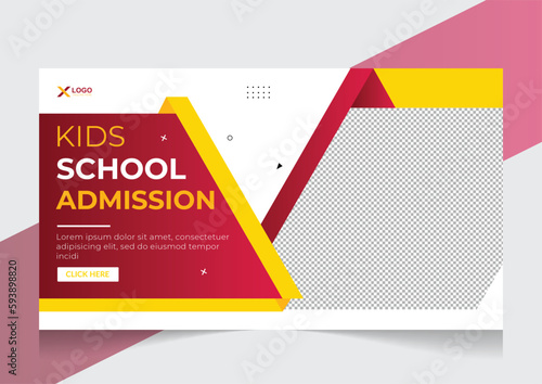 Creative youtube thumbnail school admission and new web banner template Design