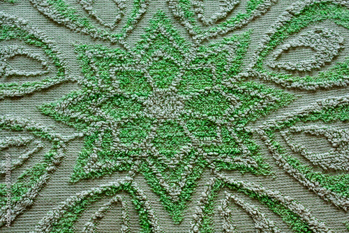 texture of a towel, a green flower close-up