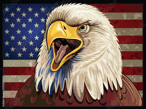 American Redoubtable  Eagle with USA flags