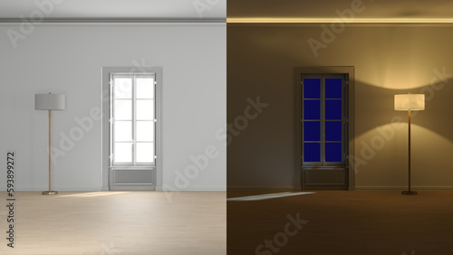 empty room day and night