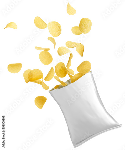 Fotografia Pack of splashing potato chips