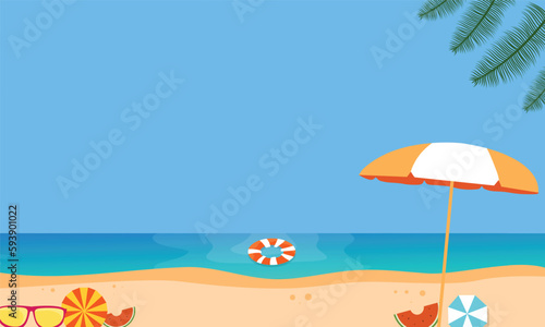 Fototapeta Naklejka Na Ścianę i Meble -  summer illustration vector day for summer time background and summer vibes, tropical beach background