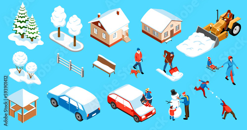Winter City Isometric Set