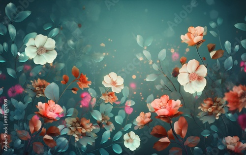 valentine watercolor color design blossom peonies spring flower background pastel bouquet. Generative AI.