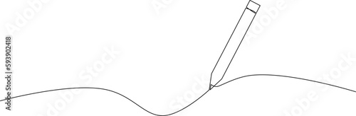 Continuous line drawing of pencil. Back to school. Object one line, single line art, vector illustration