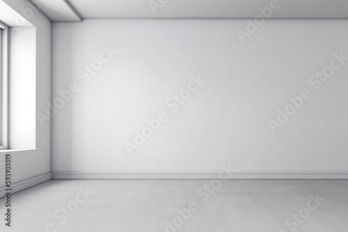 empty window illustration interior white room mockup design background home light wall. Generative AI. © VICHIZH
