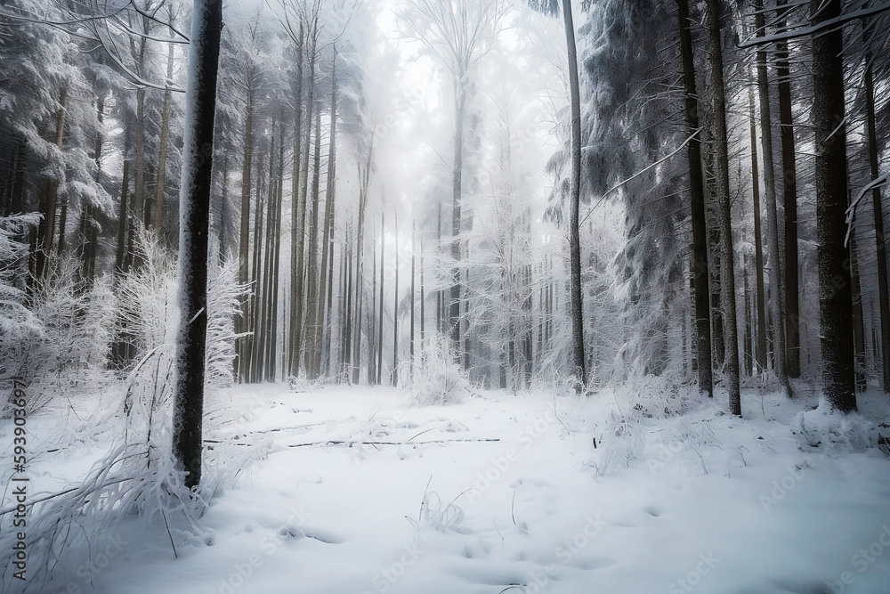 Snowy Forest Landscape with Trees as the Background Snowy Forest Landscape with Trees as the Background