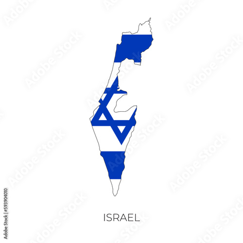 Israel map and flag. Detailed silhouette vector illustration