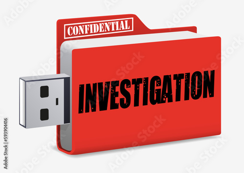 Concept des informations confidentielles et des lanceurs d’alerte avec une clé USB sur laquelle est écrit le mot, enquête. photo