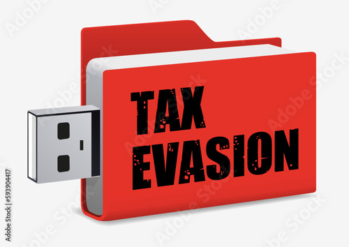 Concept de la finance et du détournement d’argent avec une clé USB sur laquelle est écrit, fraude fiscale.