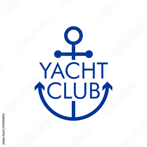 Logo Nautical. Ancla de barco lineal con frase yacht club
