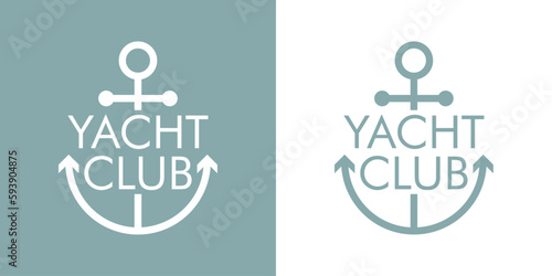 Logo Nautical. Ancla de barco lineal con frase yacht club