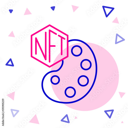 Line NFT Digital crypto art icon isolated on white background. Non fungible token. Colorful outline concept. Vector
