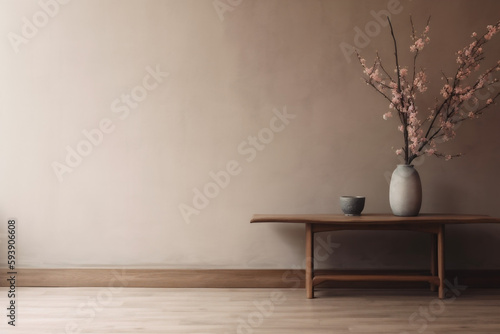 copy vase plaster home decor table interior furniture wall contemporary space design. Generative AI.