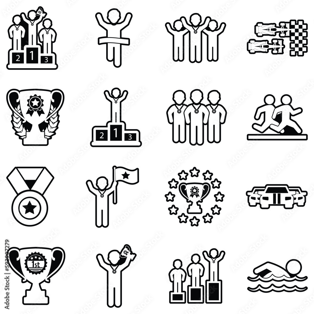 Competition Icons. Line With Fill Design. Vector Illustration. Competition Icons. Line With Fill Design. Vector Illustration.