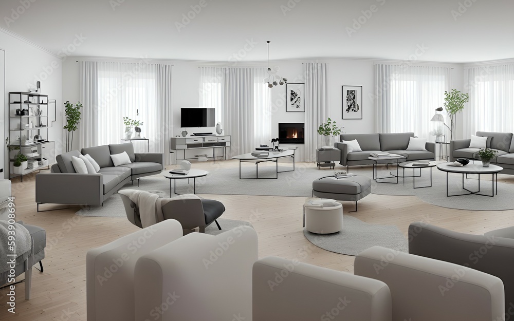 Photo of a cozy living room with a warm fireplace and comfortable furniture Photo of a cozy living room with a warm fireplace and comfortable furniture