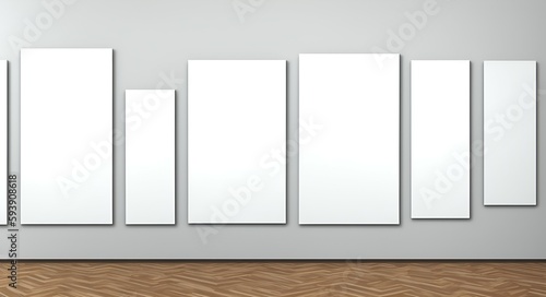 Photo of a blank wall with empty posters ready for your artwork or message © Usman