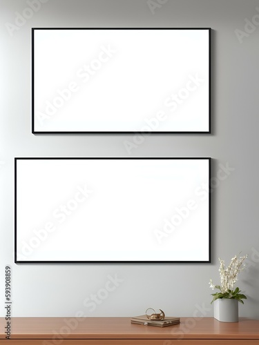 Photo of empty frames hanging above a dresser, waiting to be filled with memories