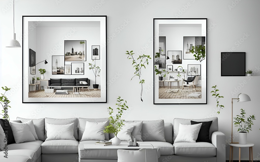 Φωτογραφία Photo of a cozy living room with modern furniture and a stylish mirror
