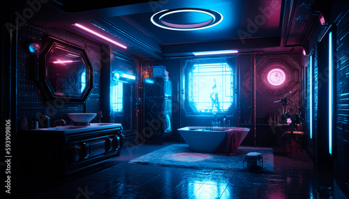 cyberpunk style bathroom interior photo