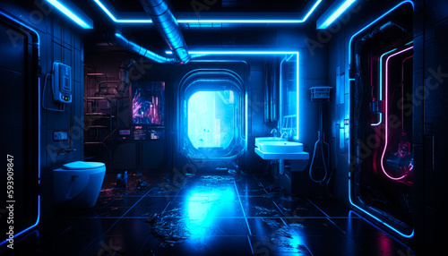 cyberpunk style bathroom interior photo
