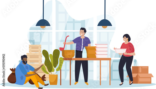 Donation And Volunteer Work Flat Colored Composition