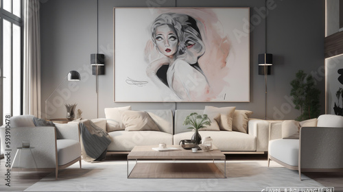 Living room, Large paintings, Blank canvas, Wall art,